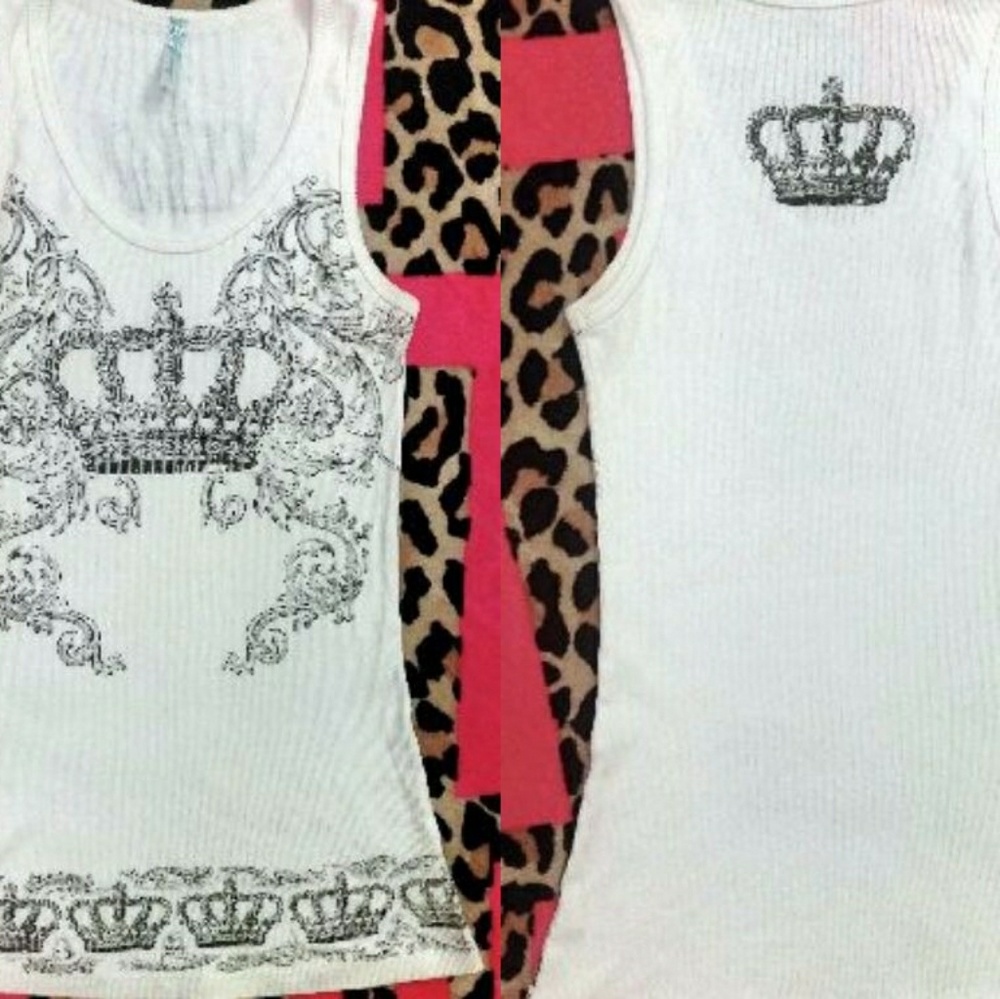 January 7th White Ribbed Crown Bling Tank Top